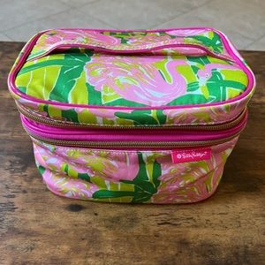 LILLY PULITZER Makeup Bag TRAVEL COSMETIC TRAIN CASE Fan Dance